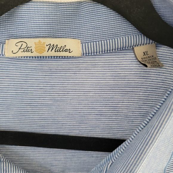 Peter Millar men's Polo Short Sleeve blue stripes size XL - Picture 3 of 3